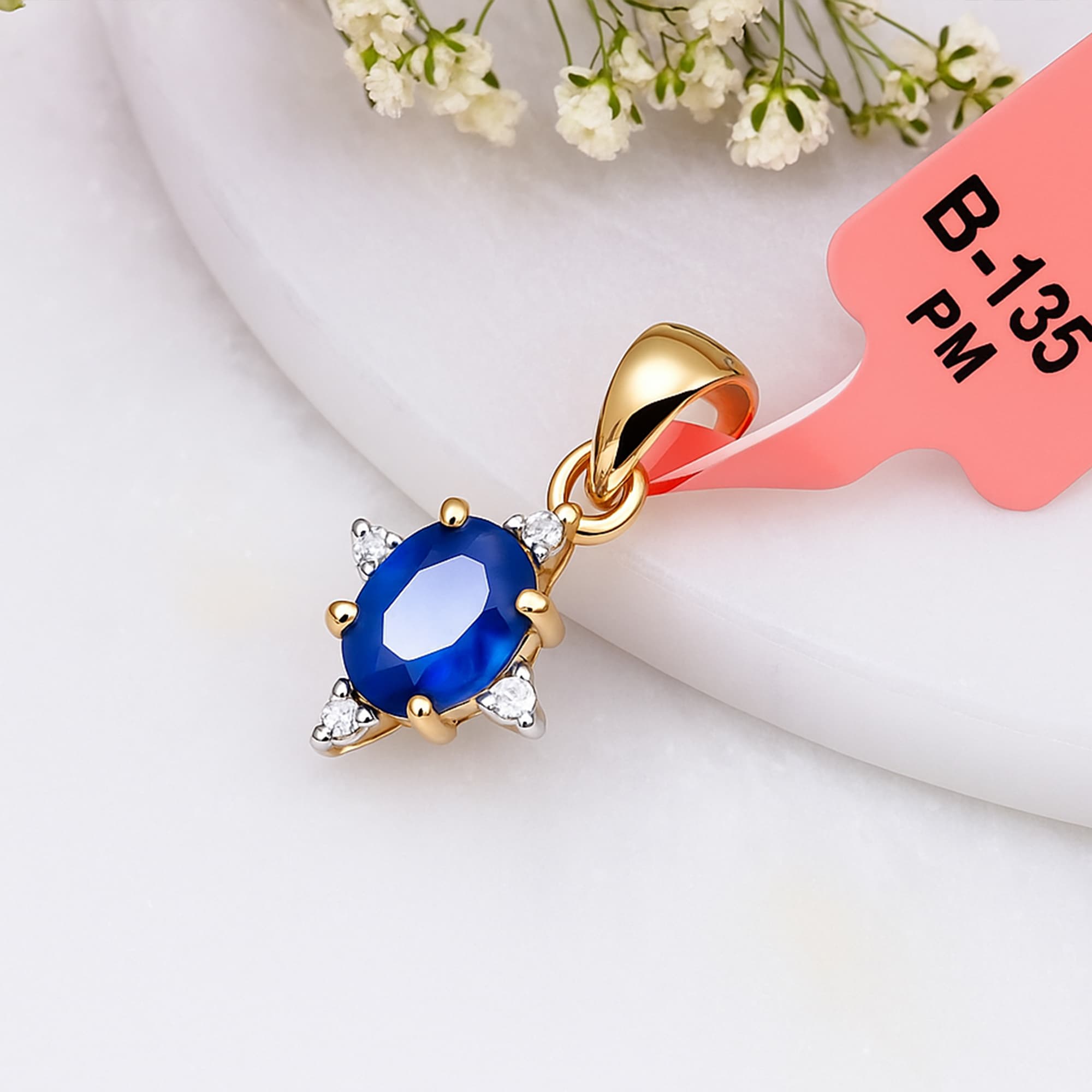 Celestial Blue Sapphire Diamond Pendant alternate view