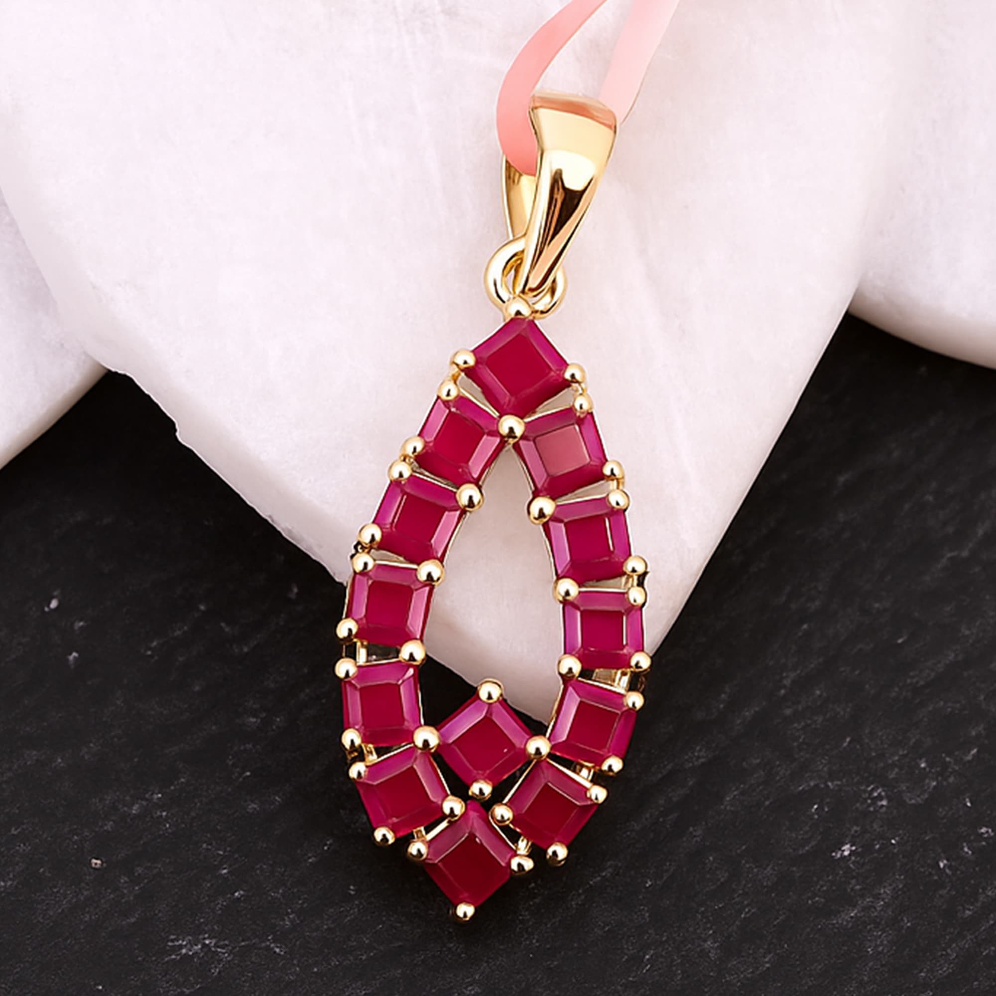 Geometric Ruby Marquise Pendant