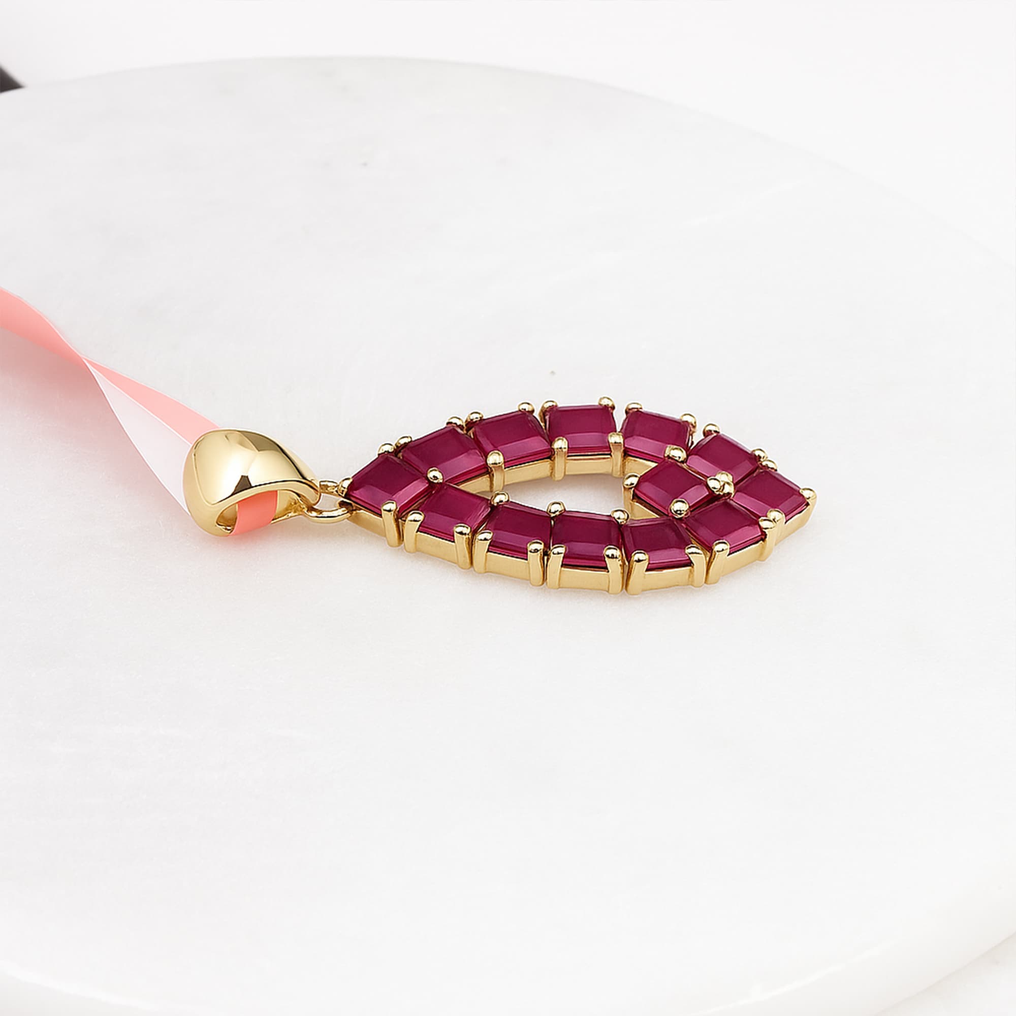 Geometric Ruby Marquise Pendant