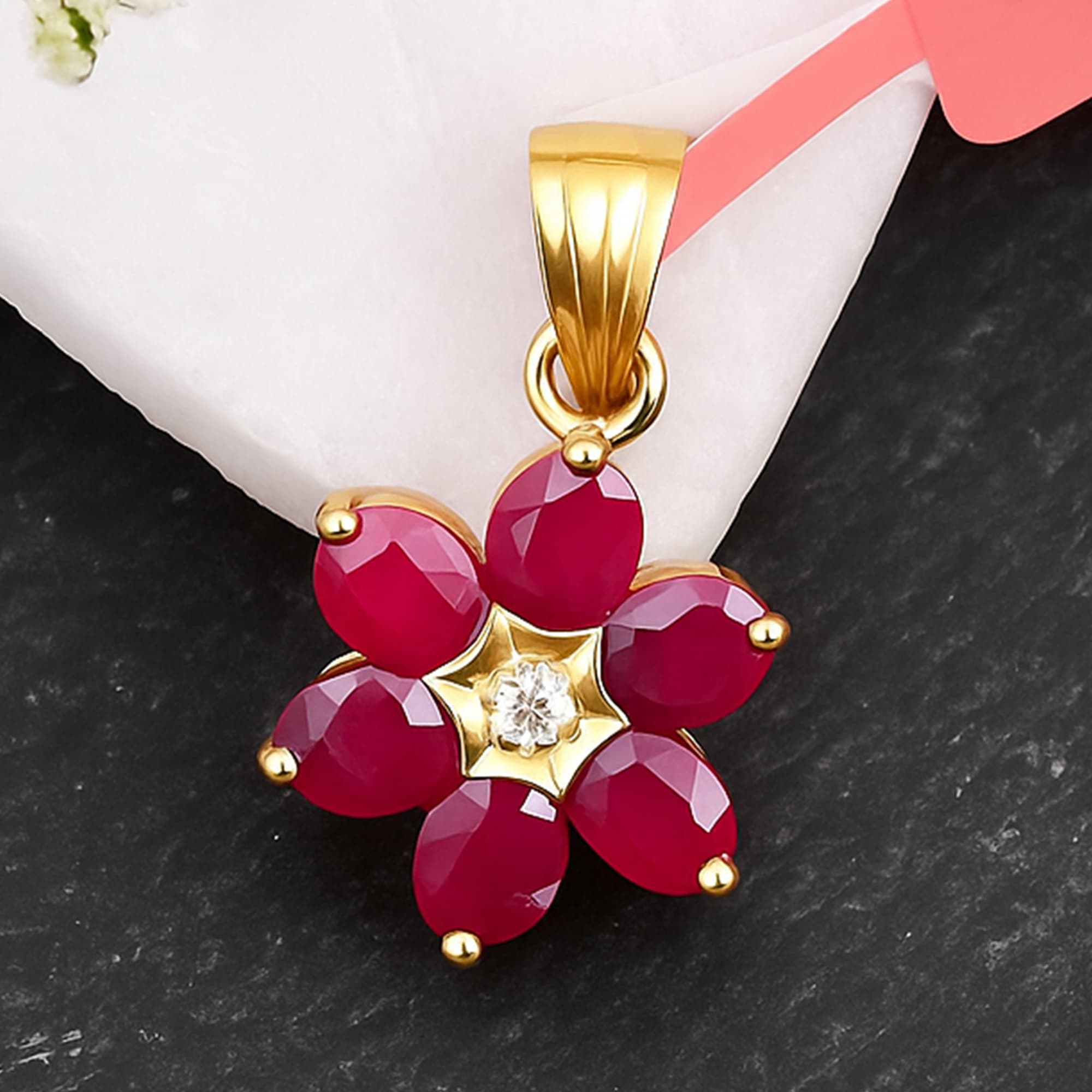 Ruby Blossom Diamond Pendant