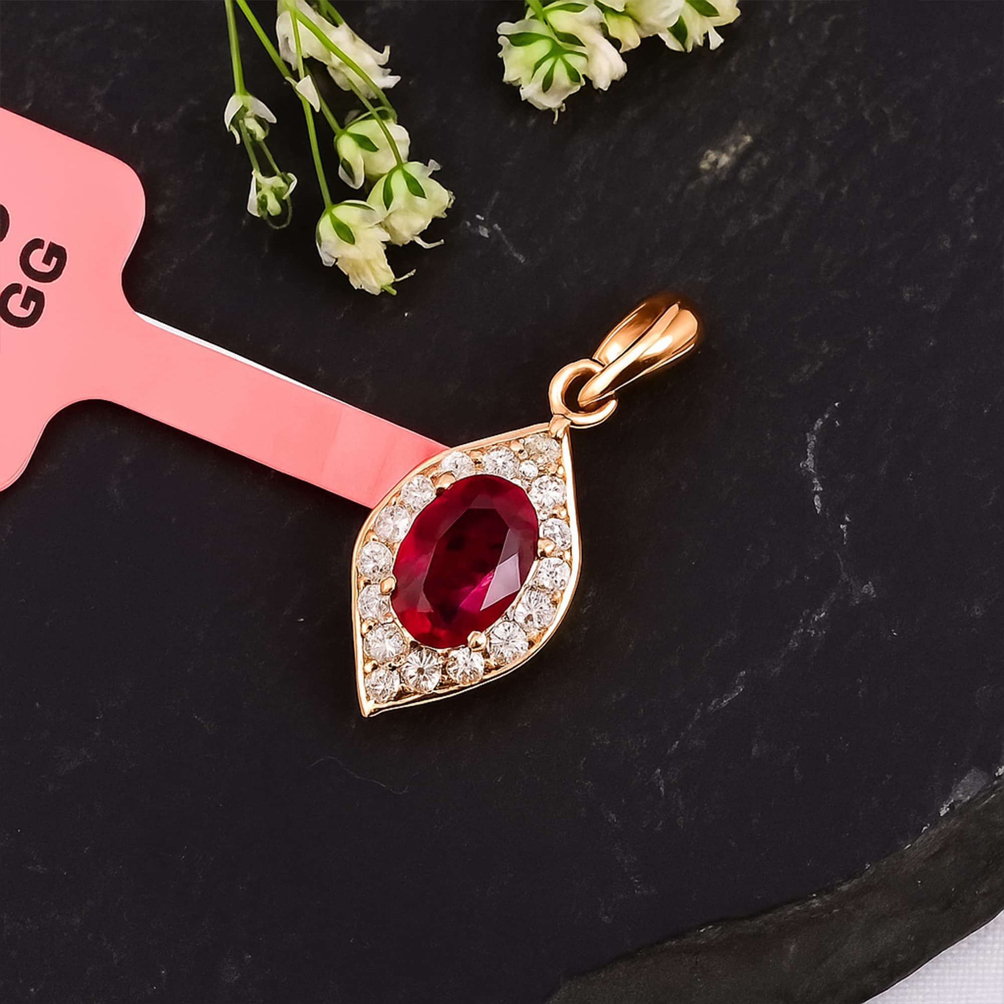 Ruby Marquis Halo Pendant alternate view