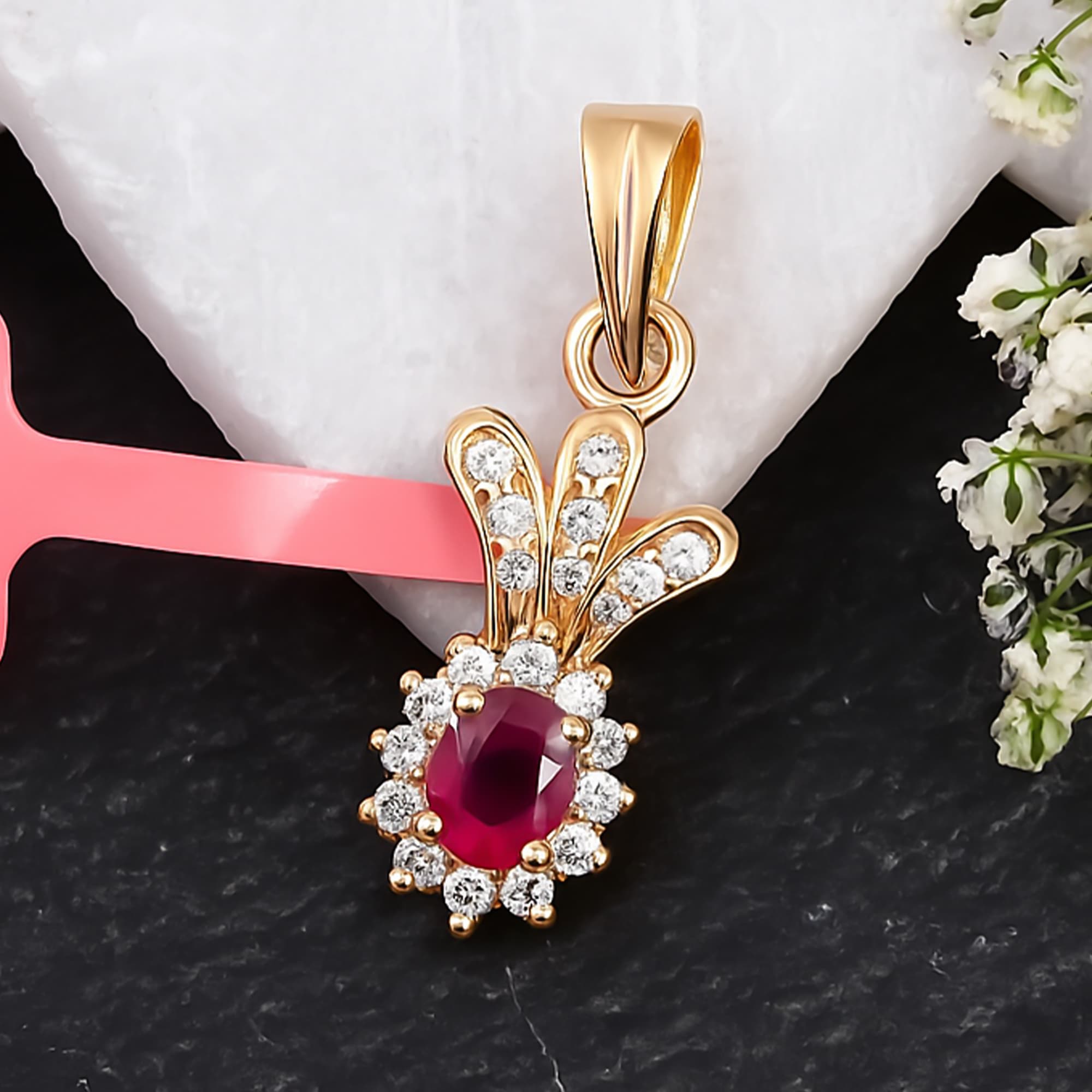 Royal Ruby Diamond Floral Pendant