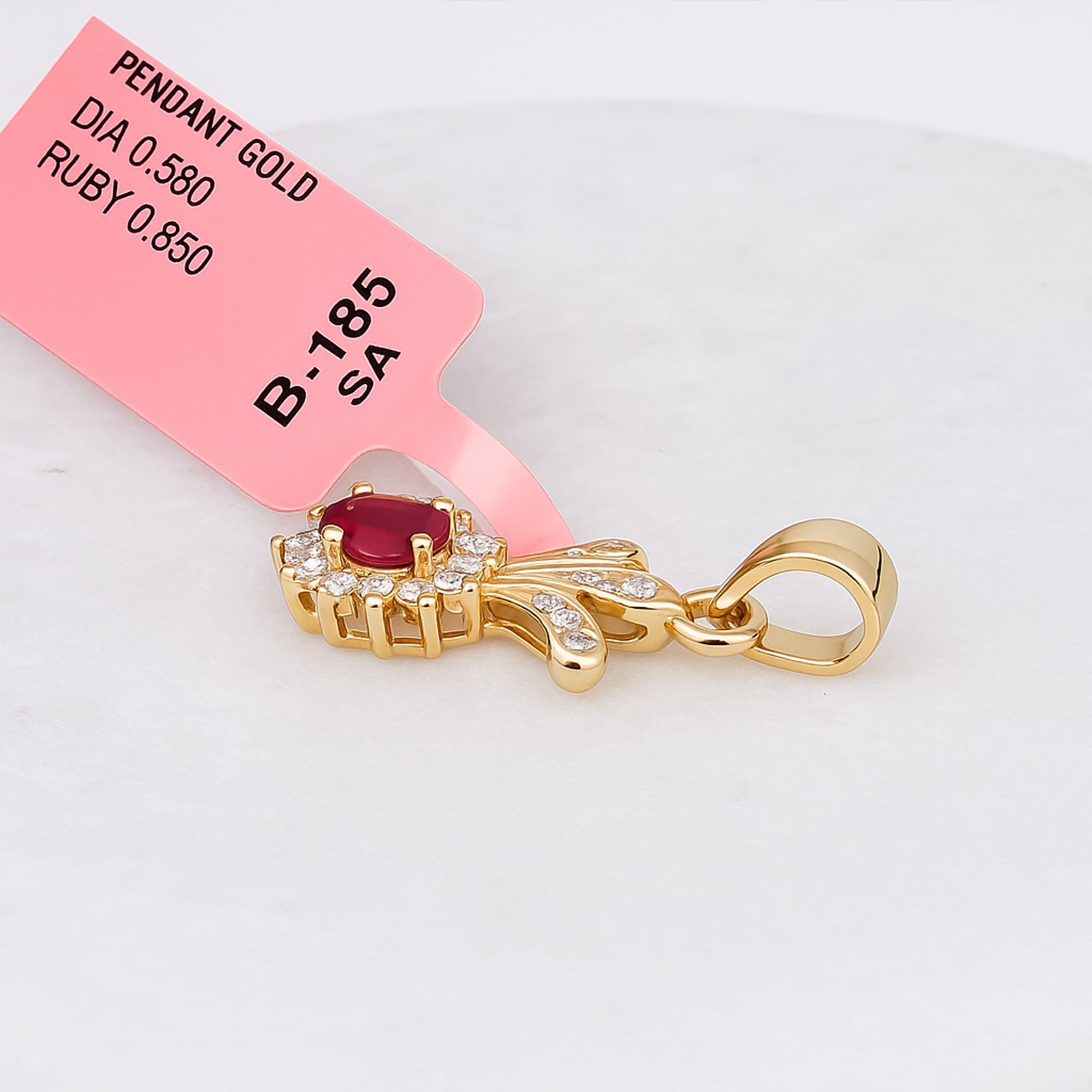 Royal Ruby Diamond Floral Pendant