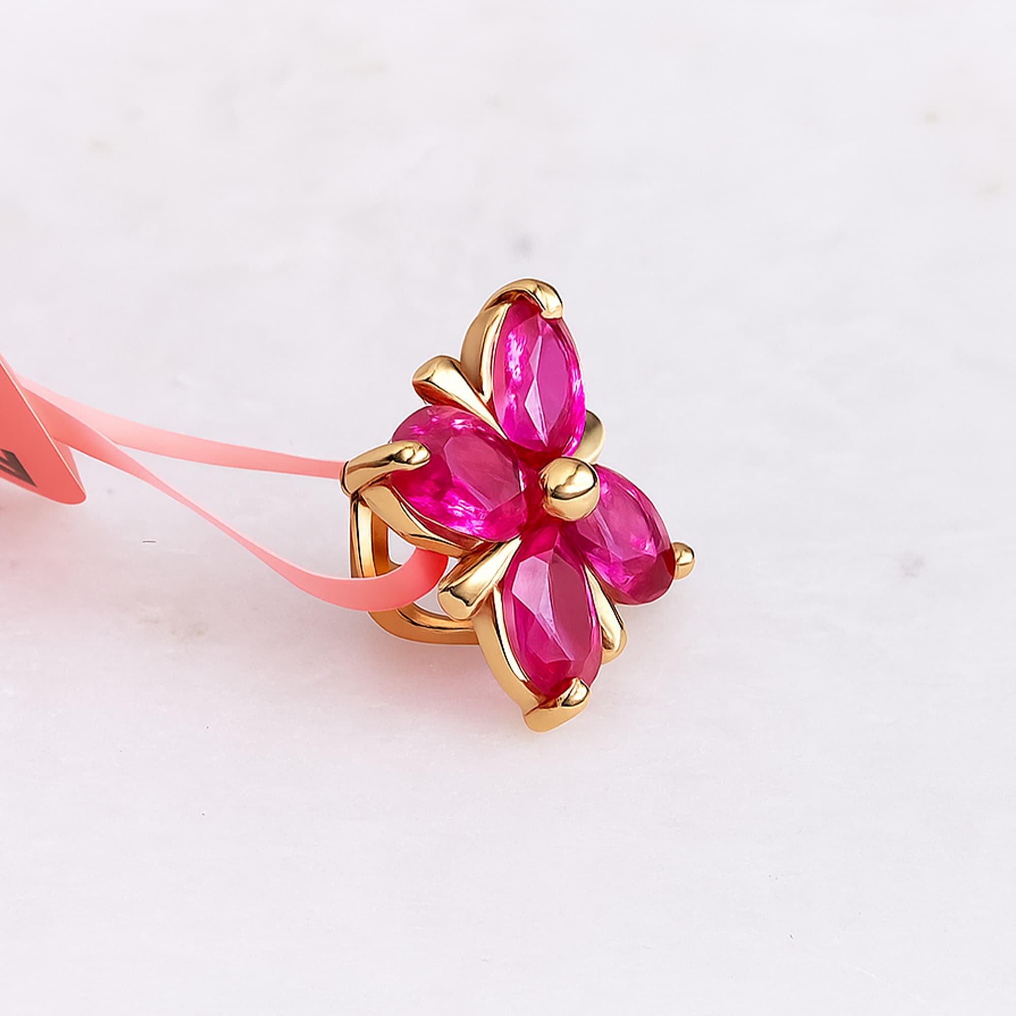 Ruby Blossom Petal Pendant