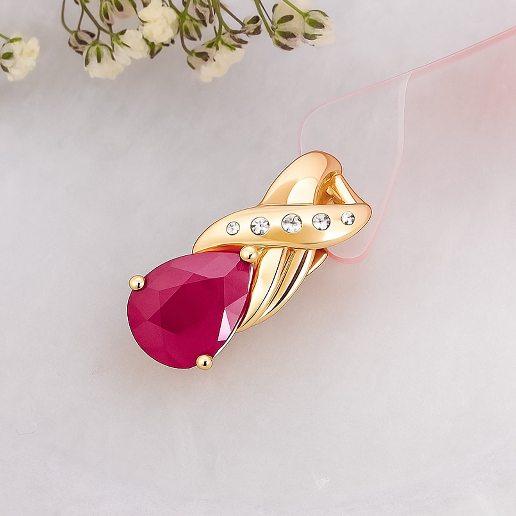 Ruby Dewdrop Diamond Pendant alternate view