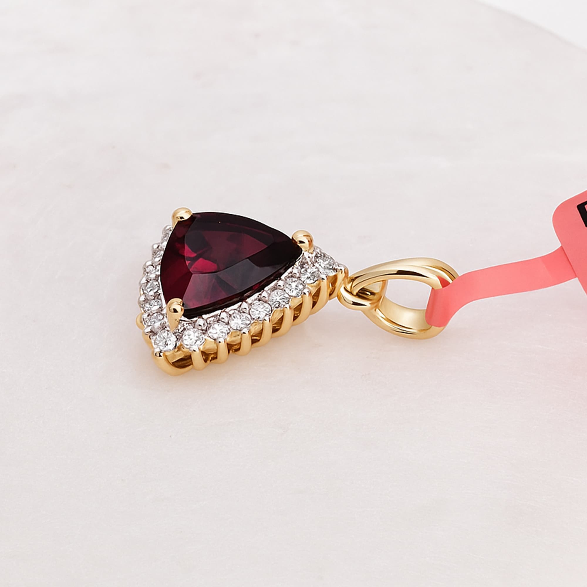 Imperial Rubellite Diamond Halo Pendant