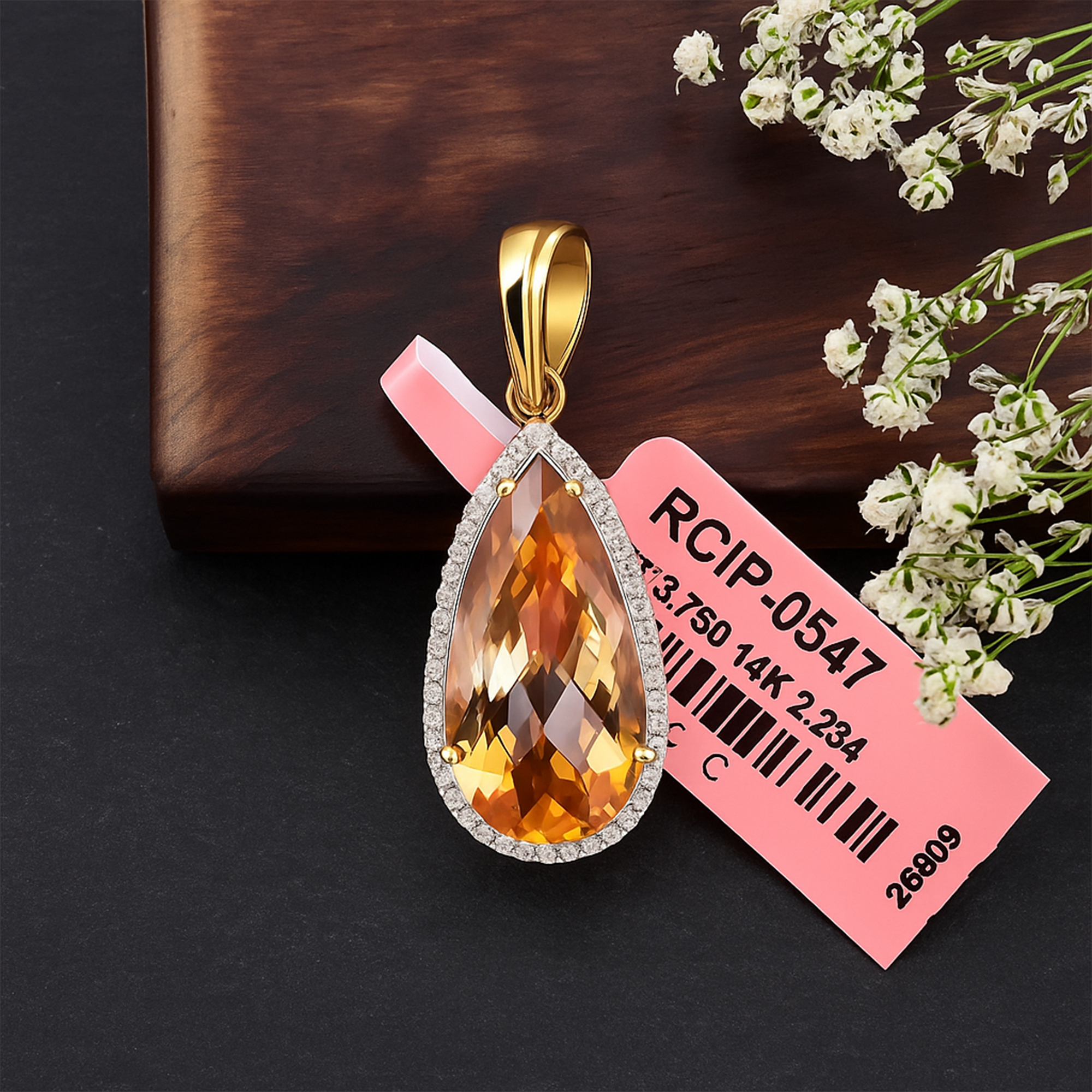 Golden Glow Citrine Halo Pendant
