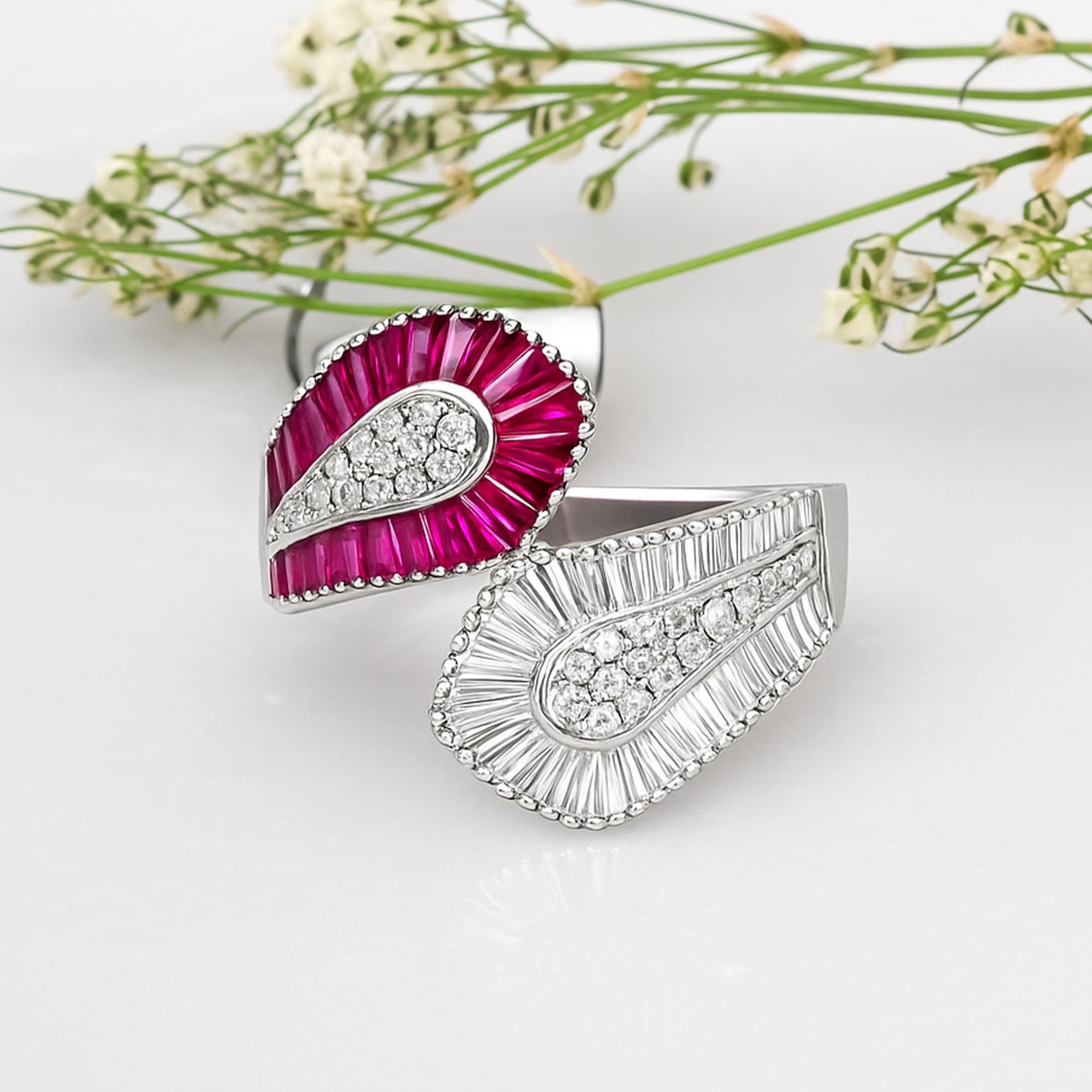 Imperial Paisley Ruby Diamond Ring