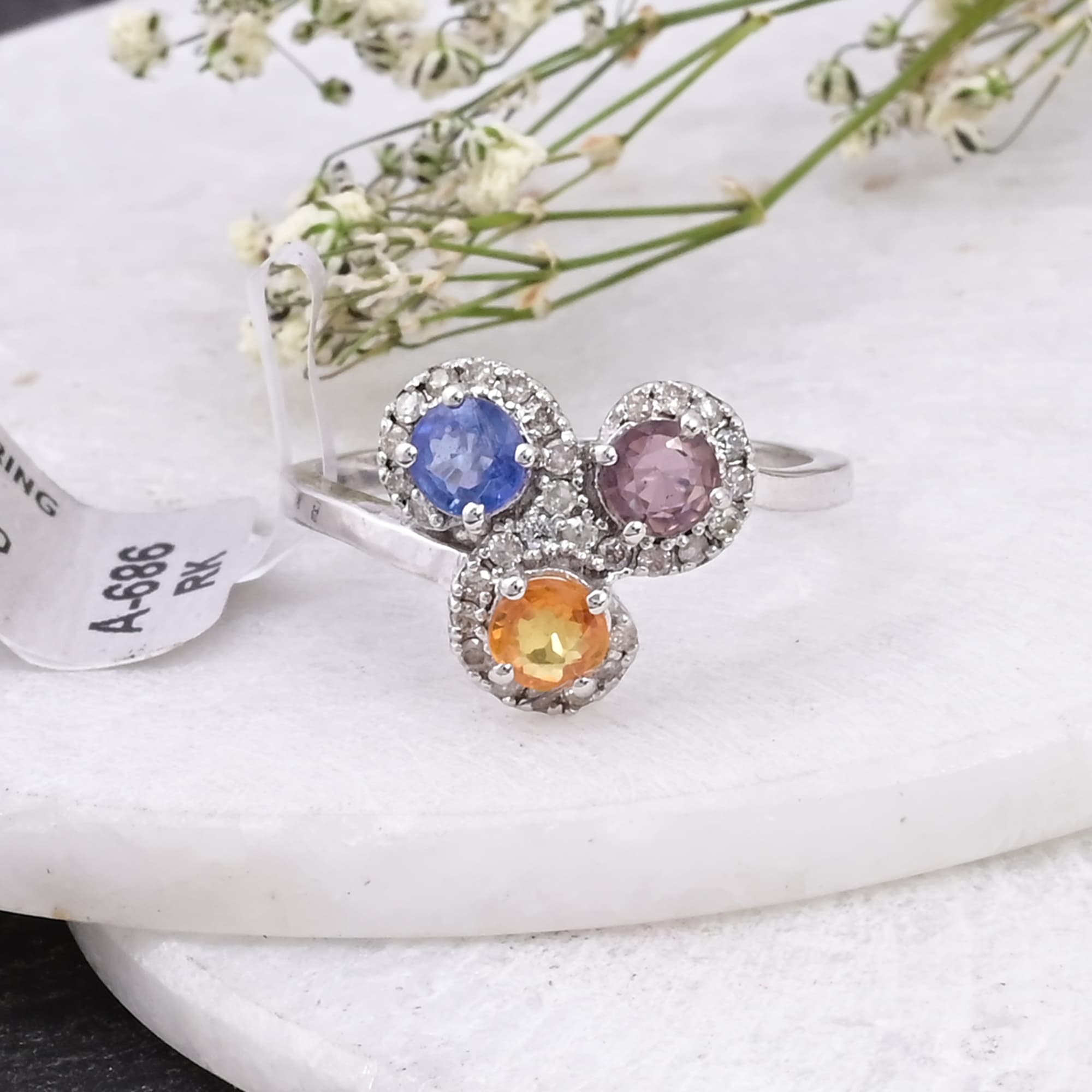 Celestial Sapphire Diamond Trio Ring