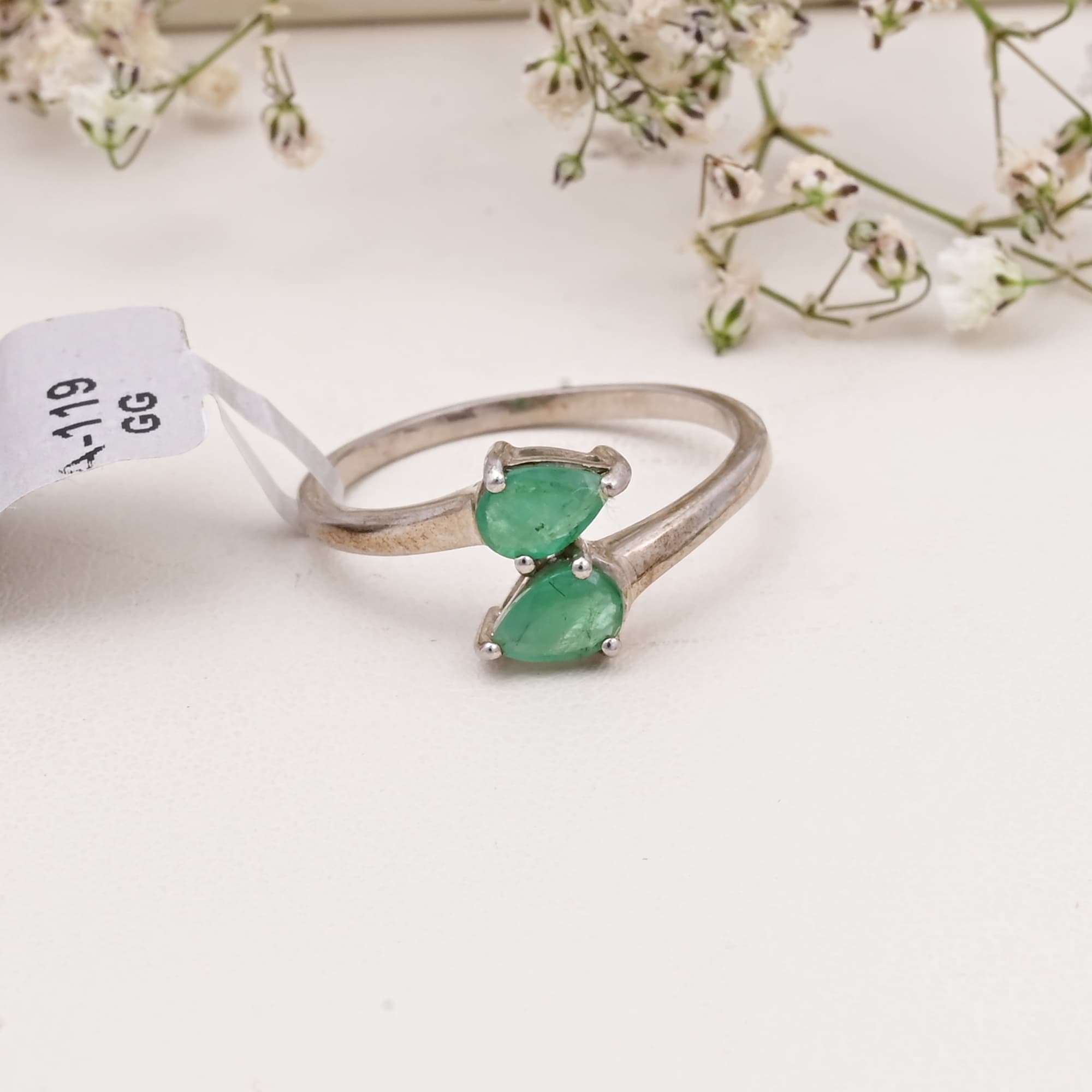Emerald Twin Teardrop Ring