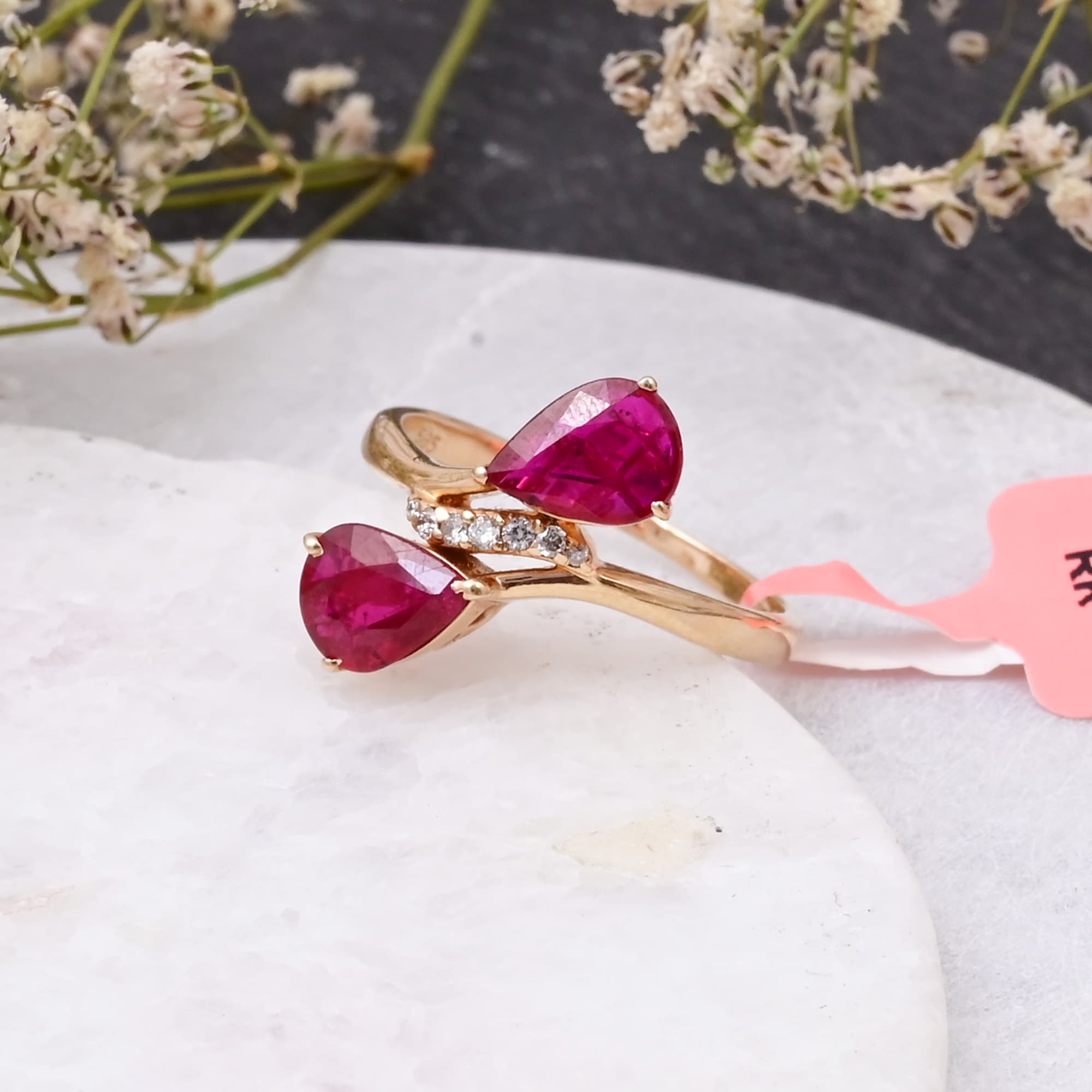 Twin Flame Ruby Bypass Ring