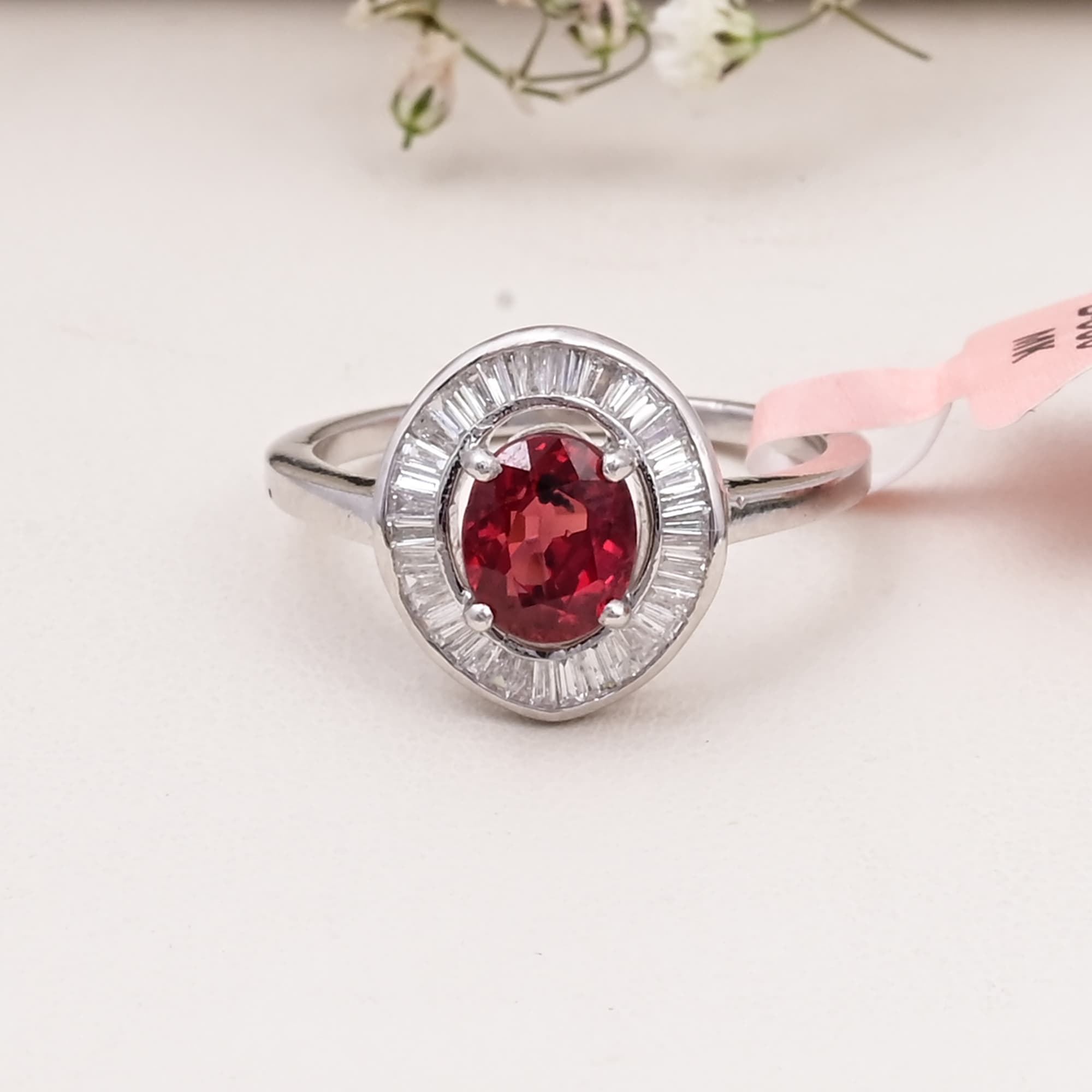 Royal Ruby Baguette Halo Ring