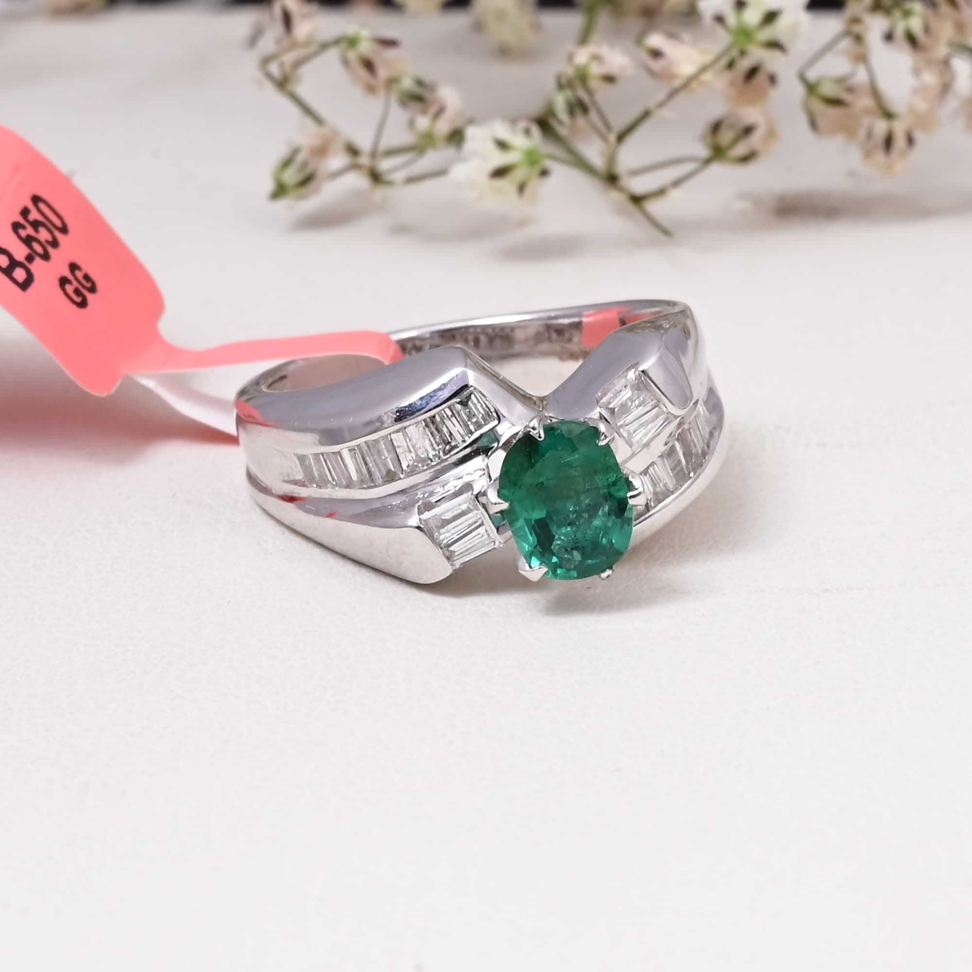 Regal Emerald Baguette Ring